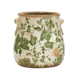 Nearly Natural Home Decor>6.5” Tuscan Ceramic Green Scroll Planter - Sweet Water Decor