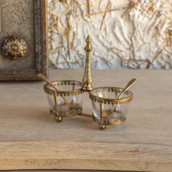 White Cliff Studio Kitchen|Home Decor>Astor Gold Salt Cellar with Spoons