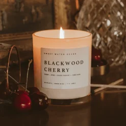 Sweet Water Decor Candles|11 Oz White Jars>Blackwood Cherry - 11 oz
