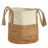 Nearly Natural Home Decor>Boho Chic Basket Natural Cotton and Jute with Handles