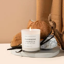 Sweet Water Decor Candles|11 Oz White Jars>Cashmere and Vanilla - 11 oz