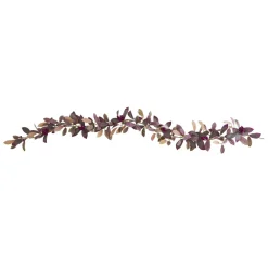 Nearly Natural Florals & Greenery>Fall Laurel Leaf with Berries Artificial Garland - Set of 2