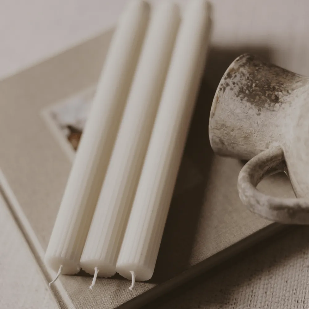 Sweet Water Decor Home Decor|Candles>Fluted Taper Candles - Set of 3