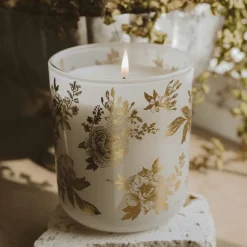 Sweet Water Decor Candles|Patterned Candles>Gold Floral - 12 oz