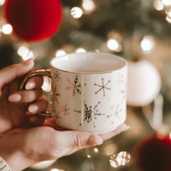 Sweet Water Decor Drinkware>Gold Snowflakes 14 oz Mug