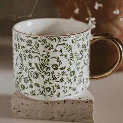 Sweet Water Decor Drinkware>Green Ditzy Floral 14 oz Mug