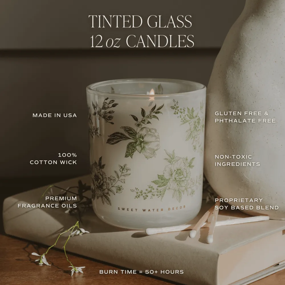 Sweet Water Decor 12 Oz Tinted Jars|Candles>Green Floral - 12 oz
