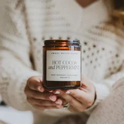 Sweet Water Decor Candles|9 Oz Amber Jars>Hot Cocoa and Peppermint - 9 oz