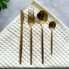 Busa Designs Kitchen>Modern Sleek Gold Flatware, Set of 16