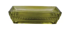 White Cliff Studio Kitchen|Home Decor>Olive Green Glass Soap Dish – Rectangular with Patterned Rim