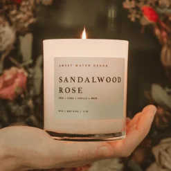Sweet Water Decor Candles|11 Oz White Jars>Sandalwood Rose - 11 oz