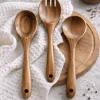 Busa Designs Kitchen>Teak Wooden Salad Spoons, Set of 3
