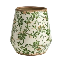 Nearly Natural Home Decor>Tuscan Ceramic Green Scroll Planter