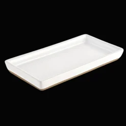 Sweet Water Decor Trays & Ring Dishes>White Stoneware Tray | Soap Dispenser Tray |