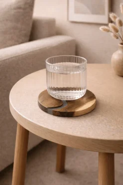 Busa Designs Kitchen>Wood and Clear Resin Coasters Set of 4