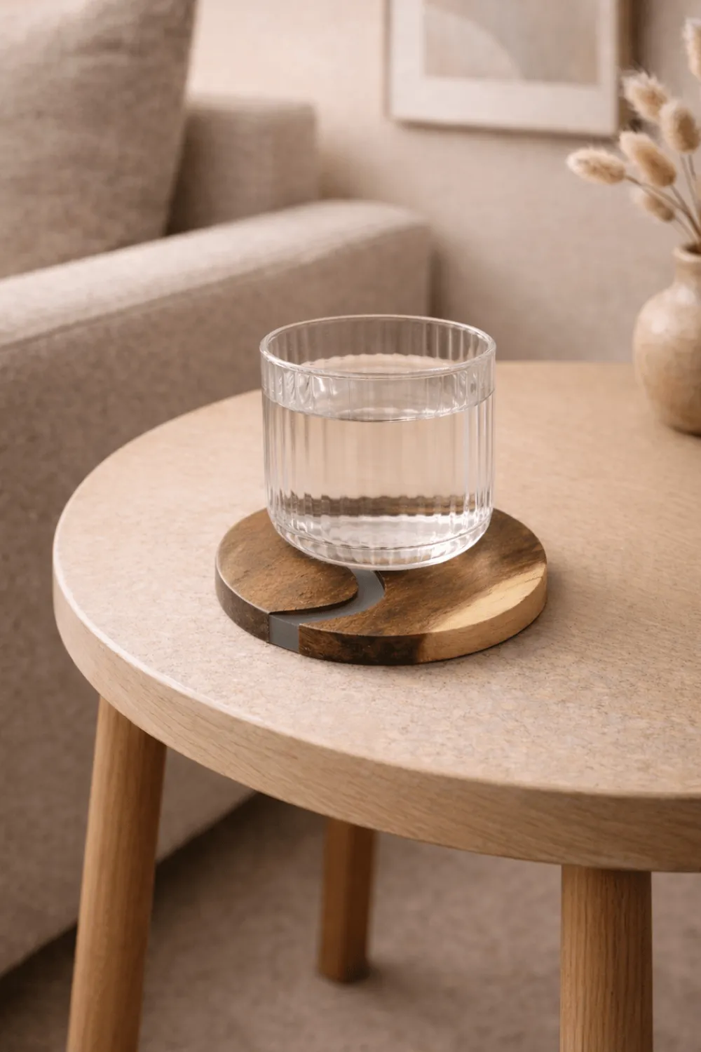 Busa Designs Kitchen>Wood and Clear Resin Coasters Set of 4
